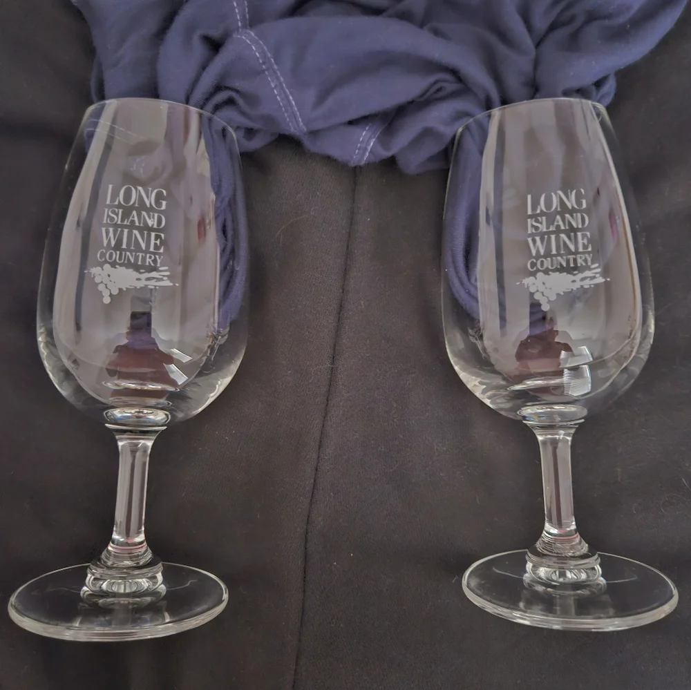 VTG 1991 Long Island Barrel Tasting & BBQ Wine Glasses x 2